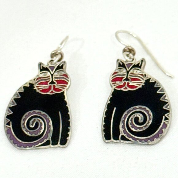 Rare "Mythical Cats" Black Cat Earrings by Laurel Burch - NOS - Signed - Picture 2 of 6
